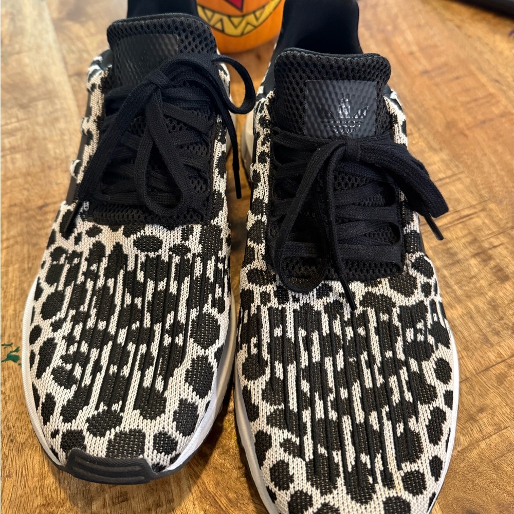 Black and White leopard Adidas Sneakers